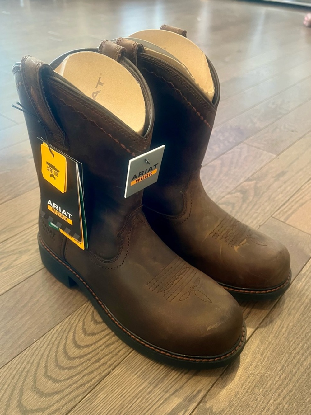 Ariat Fatbaby Work Pull-On Steel Toe Boot Women’s 9.5B Distressed Brown NWT